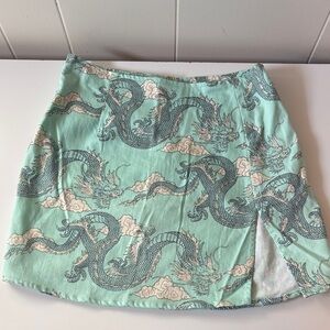 Motel Rocks Aqua Dragon Mini Skirt